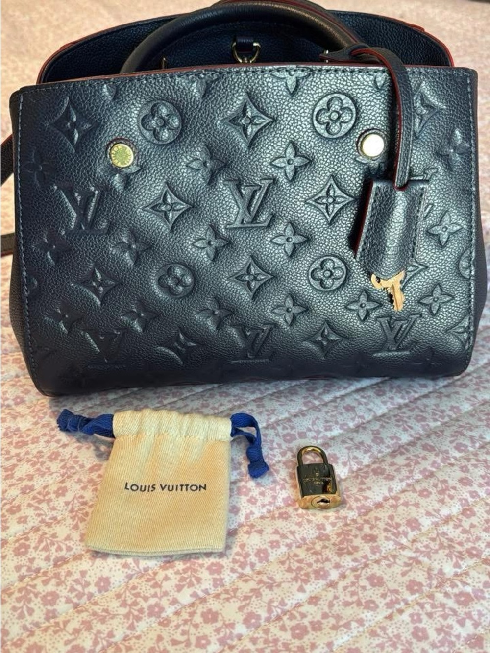 Louis Vuitton Montaigne BB in Marine Rouge Empriente